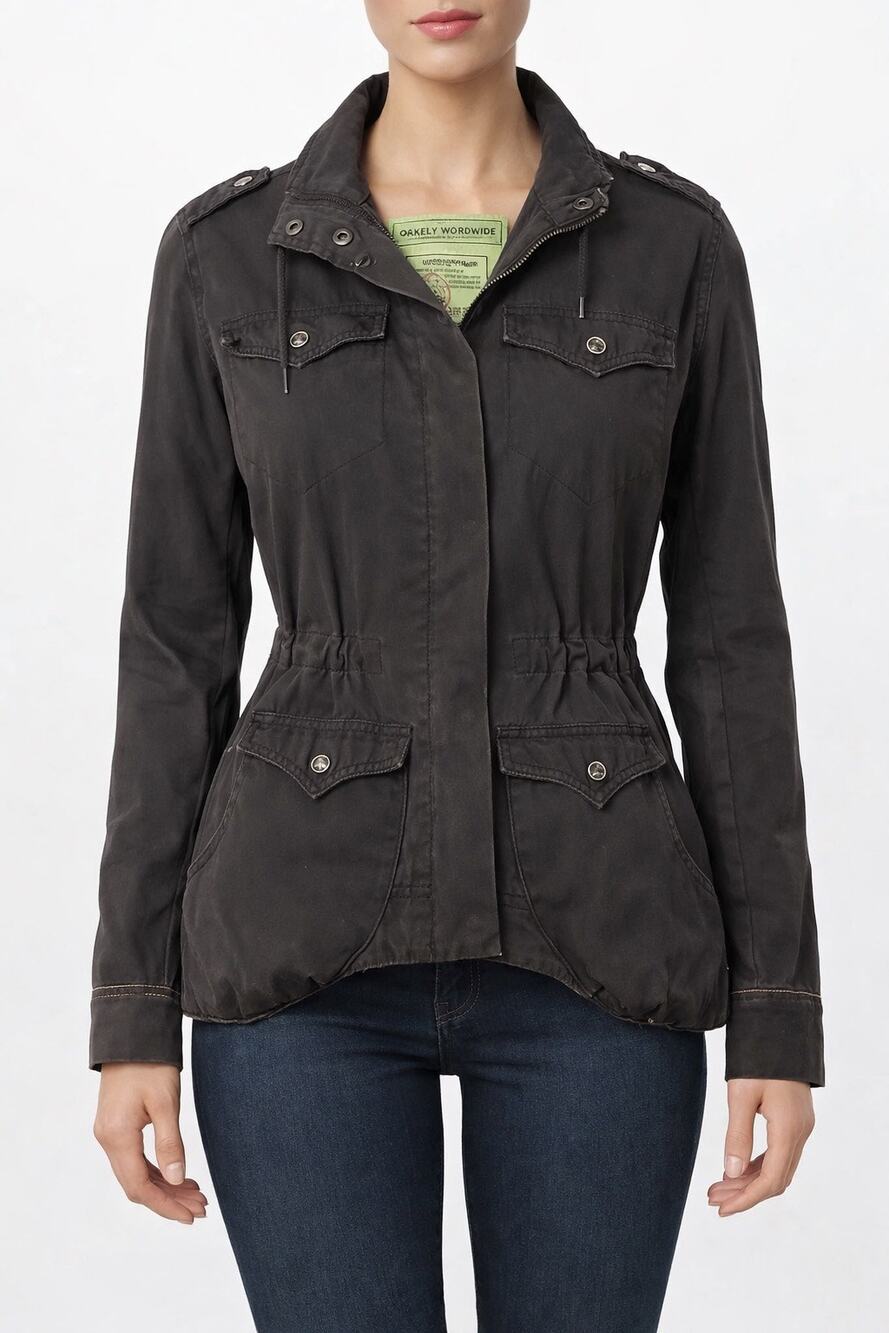 Oakley Worldwide Utility Jacket Cinched Waist Split Hem Cotton Y2K Medium